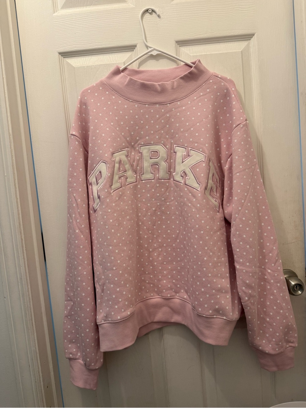 READY TO SHIP! PARKE Pink Polka Dot Mockneck L/XL